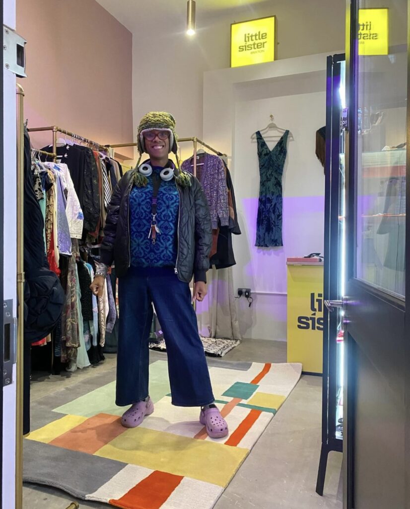 Woman standing in vintage store