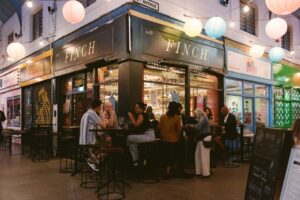 Finch, a wine bar in South London, during Brixton Village Christmas 2025.